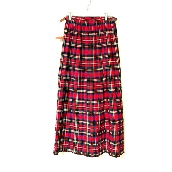 Vintage Miller & Rhoads Plaid Maxi Skirt XS 60s/70s Tartan High Waisted Pleated - Picture 4 of 4